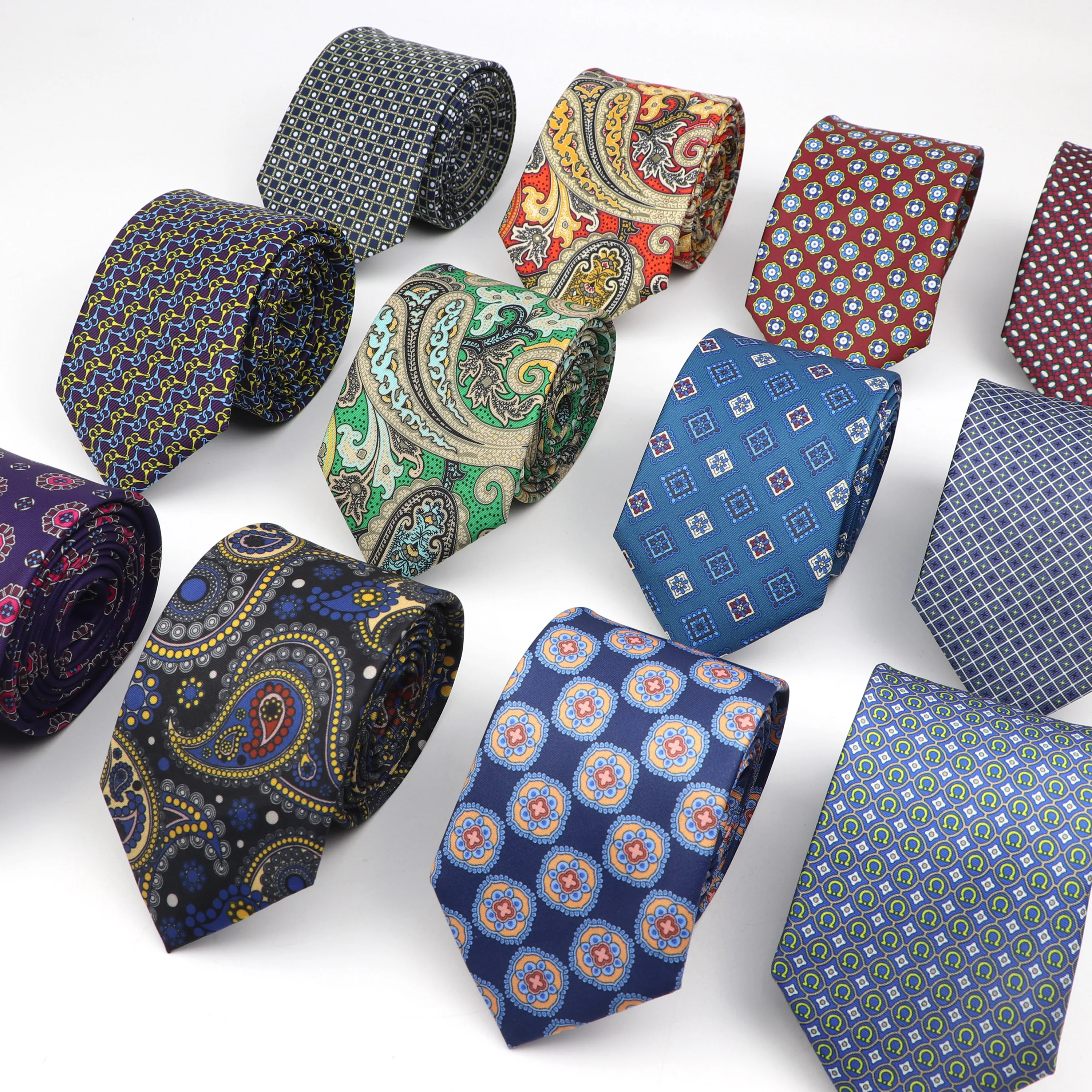 

Super Soft Imitation Silk Polyester Necktie New Men's Business Meeting Gravatas Formal 7cm Slim Fashion Paisley Printing Tie