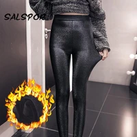 salspor 8xl high waist plus size fat warm leggings women ankle length winter office ladies thick shiny pants fit 150kg fat mm