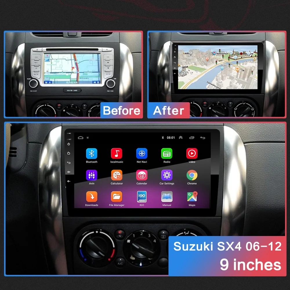 2G+ 32G " 2DIN Android 8,1 GO автомобильный DVD мультимедийный плеер для Suzuki SX4 2006-2012 автомобильный Радио gps навигация WiFi BT плеер 2 Din
