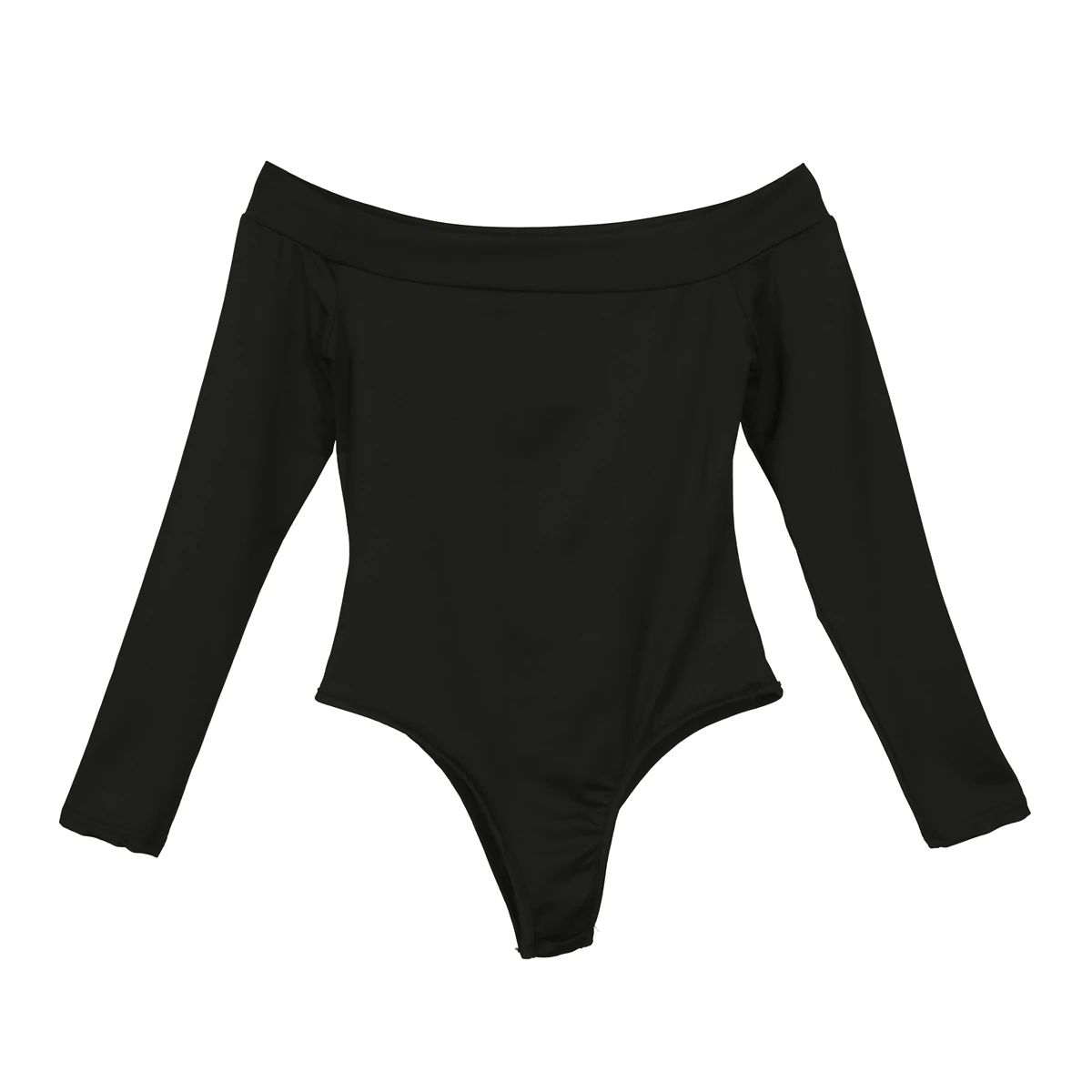 Модный женский однотонный боди с открытыми плечами и длинным рукавом топ простые