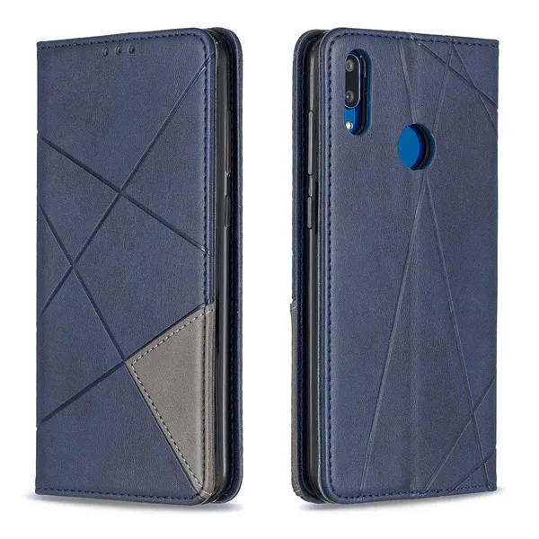 blue Магнитный кожаный чехол-бумажник с откидной крышкой на для huawei Y7 Y6 Y5 Хуавей y7 y6 y5 чехол-книжк роскошный держатель для карт чехол на для huawei Y72019 Y62019 Y52019 - Color: blue