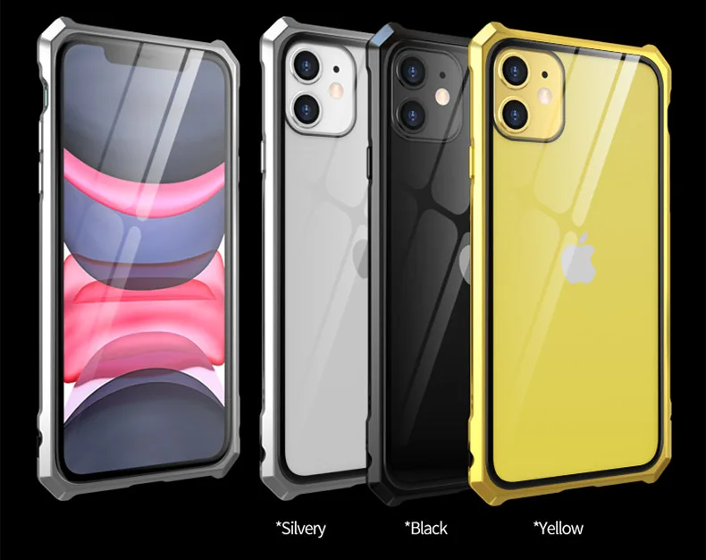 Роскошный металлический корпус для iphone 11 Pro Max, задняя крышка из закаленного стекла для iphone 11 Pro, алюминиевая рамка для iphone 11