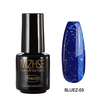 BLUEZ005 MIZHSE 7 мл Цвета Блеск лак для ногтей Полупостоянный УФ эмаль Гибридный лак для ногтей гель для базового покрытия лак для ногтей - Цвет: BLUEZ005