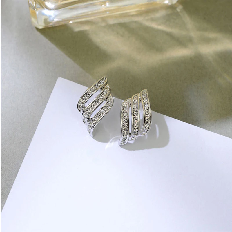 2021 Fashion Trendy Clip Earrings For Women Jewelry All-match Without Piercing Crystal Ear Studs Temperament Ear Cuff Accessory