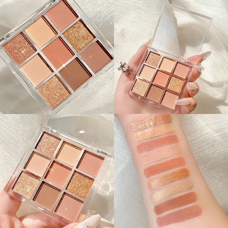 Блестящие тени для век 9 цветов искусственная Мерцающая палитра макияжа глаз