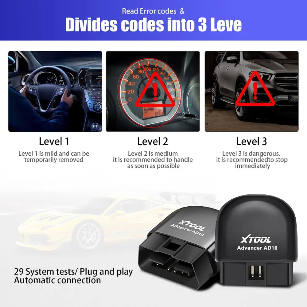 Сканер и считыватель кодов XTOOL AD10 OBD2 автомобильный прибор с Bluetooth HUD дисплеем