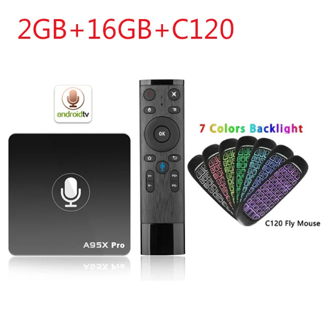 2GB 16GB C120B A95X PRO tv Box Amlogic S905W 2 Гб ОЗУ 16 Гб ПЗУ медиаплеер 2,4G WiFi Поддержка Youtube 4K HD 3D tv Android 7,1 Google tv Box - Цвет: 2GB 16GB C120B