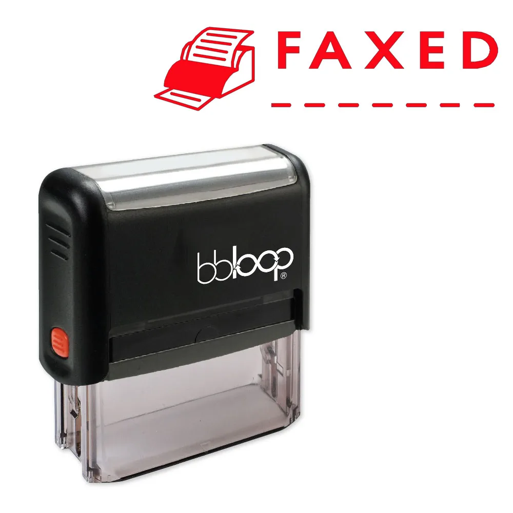 BBloop &quotFAXED&quot W/Fax Machine Illustration Self-Inking Stamp Rectangular Laser Engraved RED | Дом и сад