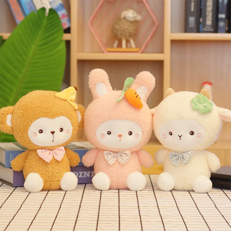 23/35cm Kawaii Fruit Cartoon Animals Banana Monkey Carrots Rabbits Cute White Lamb Sheep Plush Cuddly Toys for Baby Girl Kids |