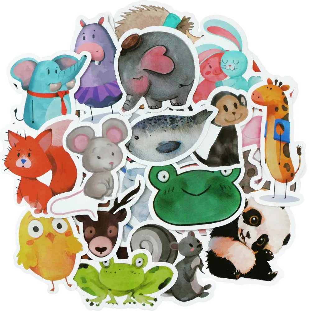 

50 PCS+ Mix Styles Cute Watercolor Animal Sticker Neon Light Warnings DIY Funny Stickers for Laptop Car Luggage Bike Toys