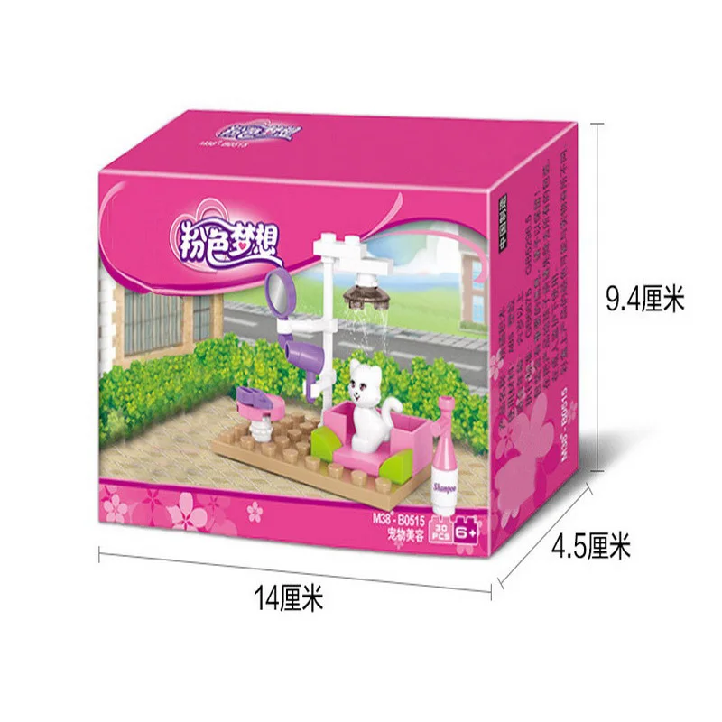 

30Pcs SLUBAN 0515 Girl Friends Pet Grooming Store Figure Blocks Christmas Gift Construction Building Toys For Children gifts