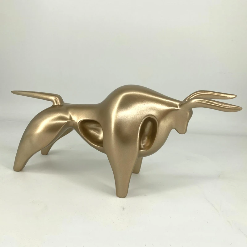 

Modern Abstract Golden Calf Statue Resin Decoration Home Accessories Gift Geometric Taurus Sculpture bull ox Cattle decor art