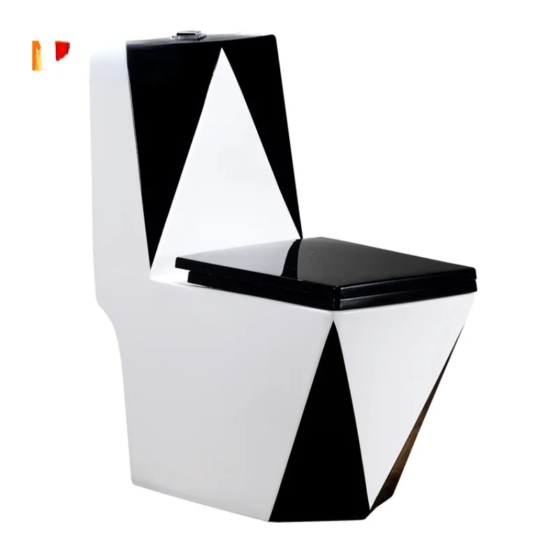 

Colored Square Black Bathroom Ceramic Washdown One Piece WC p-trap/s-trap Toilet bowl closestool