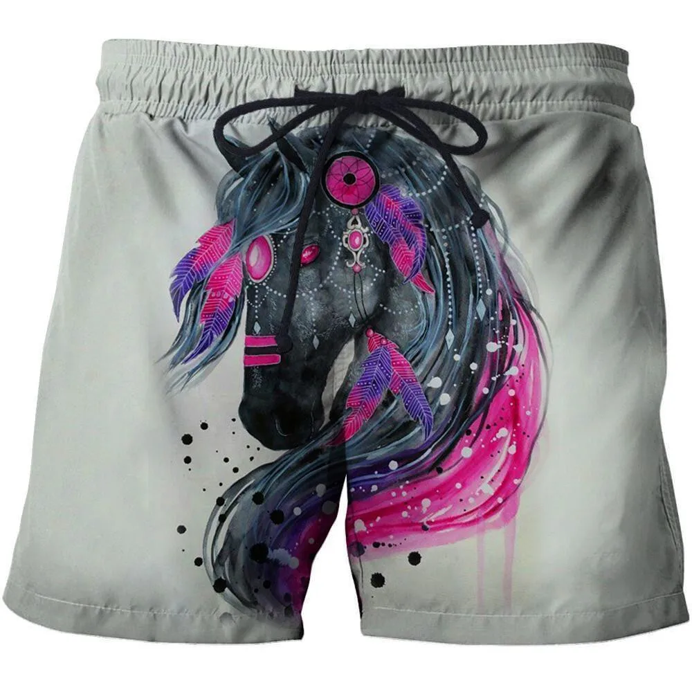 

CLOOCL Newest Animal Print Men Board Shorts Colorful Horse 3D Men Clothing Unisex Casual Pants Harajuku Gym Shorts
