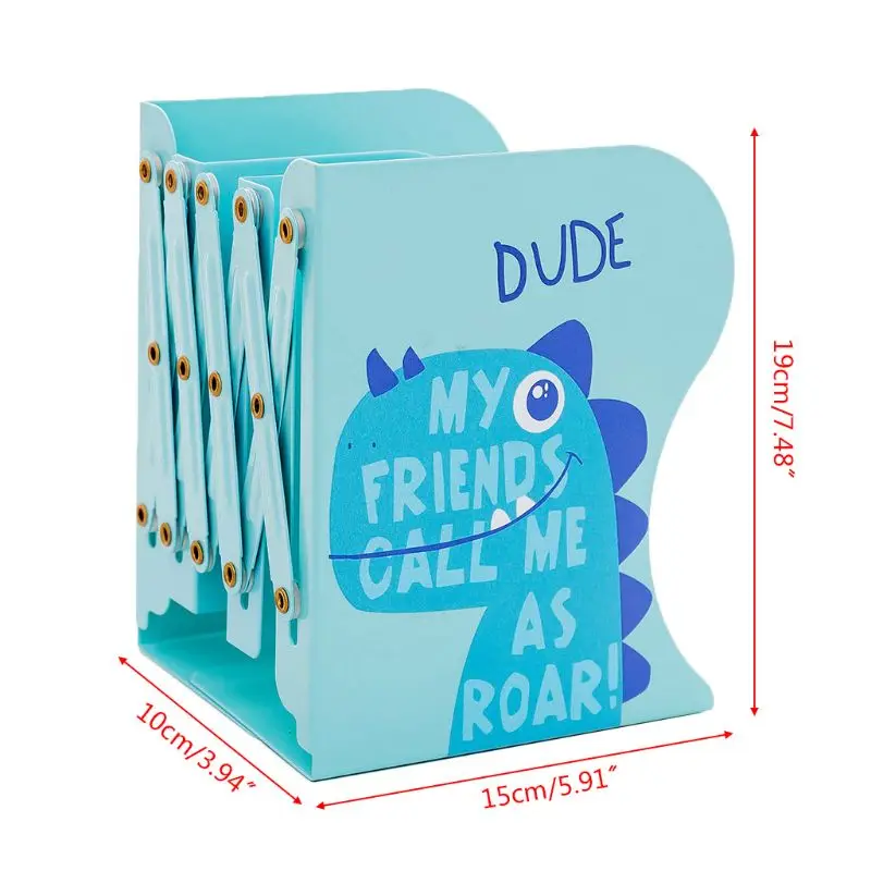 

Dinosaur Metal Retractable Bookends Support Stand Holder Shelf Desk Organizer