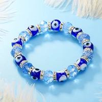adjustable elastic string evil eye bracelet crystal rhinestone resin beads lucky bracelet for women men lady couple girl gift