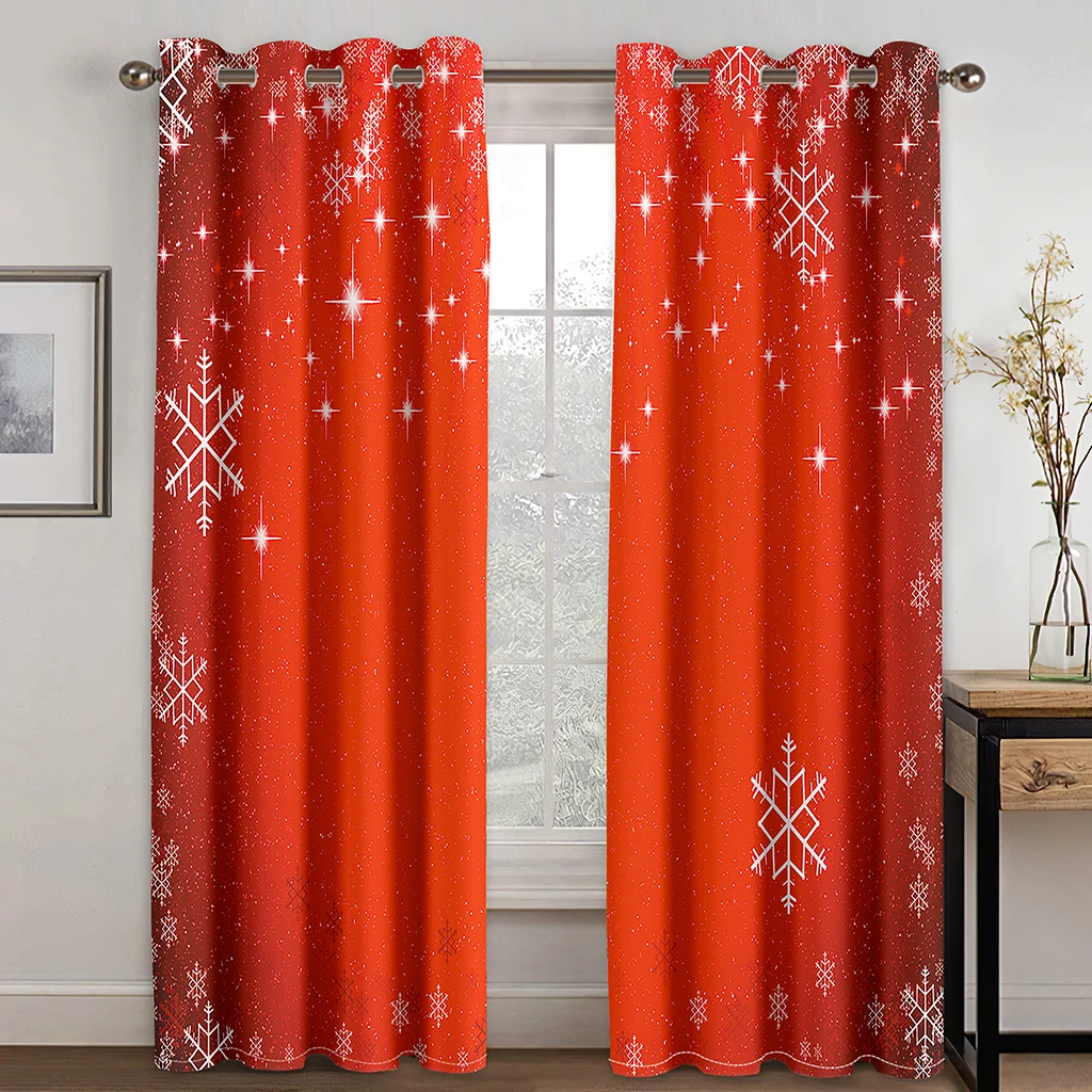 

3D Christmas Red Snowflake Simple Pattern Curtain Set Hook, Suitable for Home Curtains In Living Room and Children's Bedroom