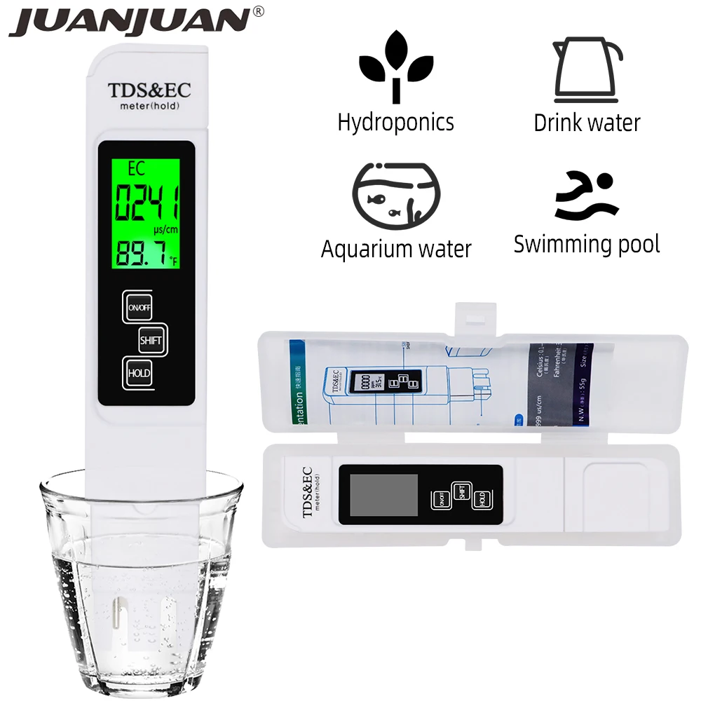 3 в 1 TDS/Temp/EC измеритель TDS & EC Тестер 0 9990ppm детектор проводимости монитор качества