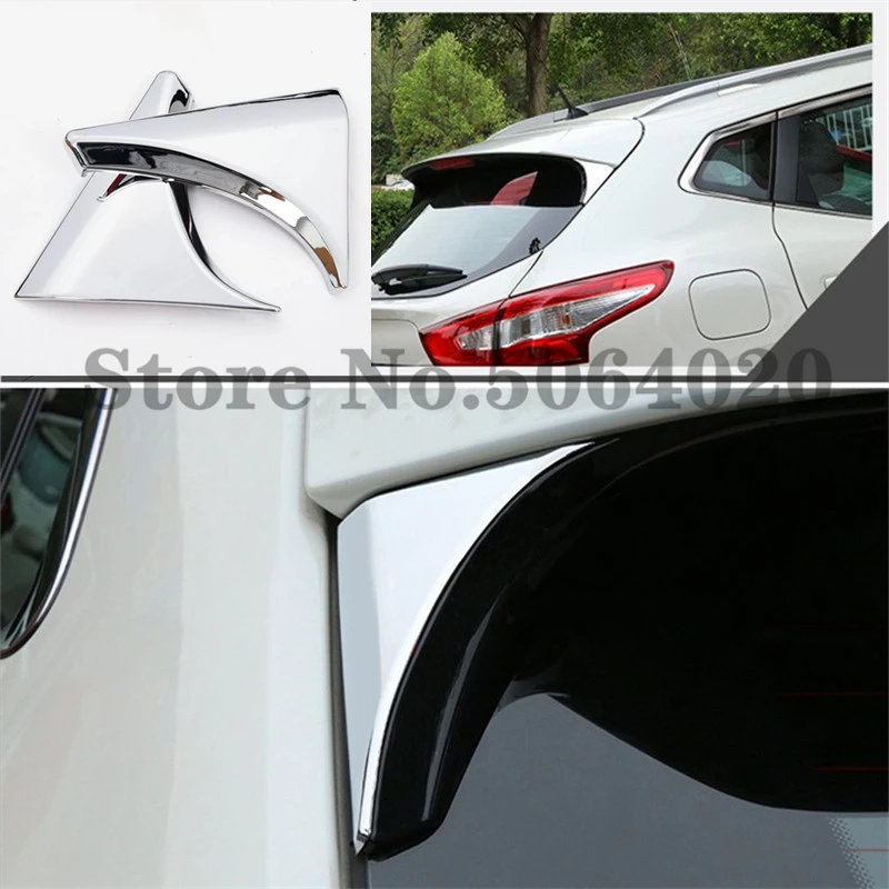 

ABS Chrome For Nissan Qashqai 2015 2016 2017 2018 Side Rear Window Spoiler Triangle Garnish Bezel Cover Trim Accessories 2PCS