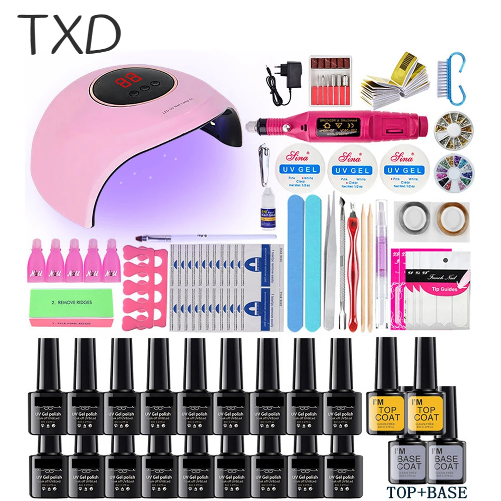 

TXD Electric Nail drill Nail Tools Nail Set UV LED Lamp Dryer Nail Gel Polish Kit Soak Off Manicure Tools Set