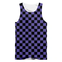 cjlm black purple checkerboard vest 3d printing casual harajuku daily hip hop sleeveless top mens clothing oversized tank top