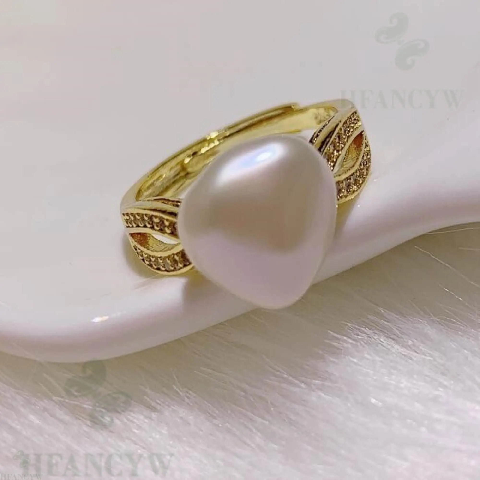 11 12 мм белый барочный жемчуг открытое регулируемое циркониевое кольцо Роскошный