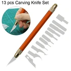 12 лезвий для скальпеля и 1 ручка из металла, ручные инструменты для гравировки, набор ножей для резьбы с лезвиями, резак для бумаги, ремесло, инструмент для ремонта