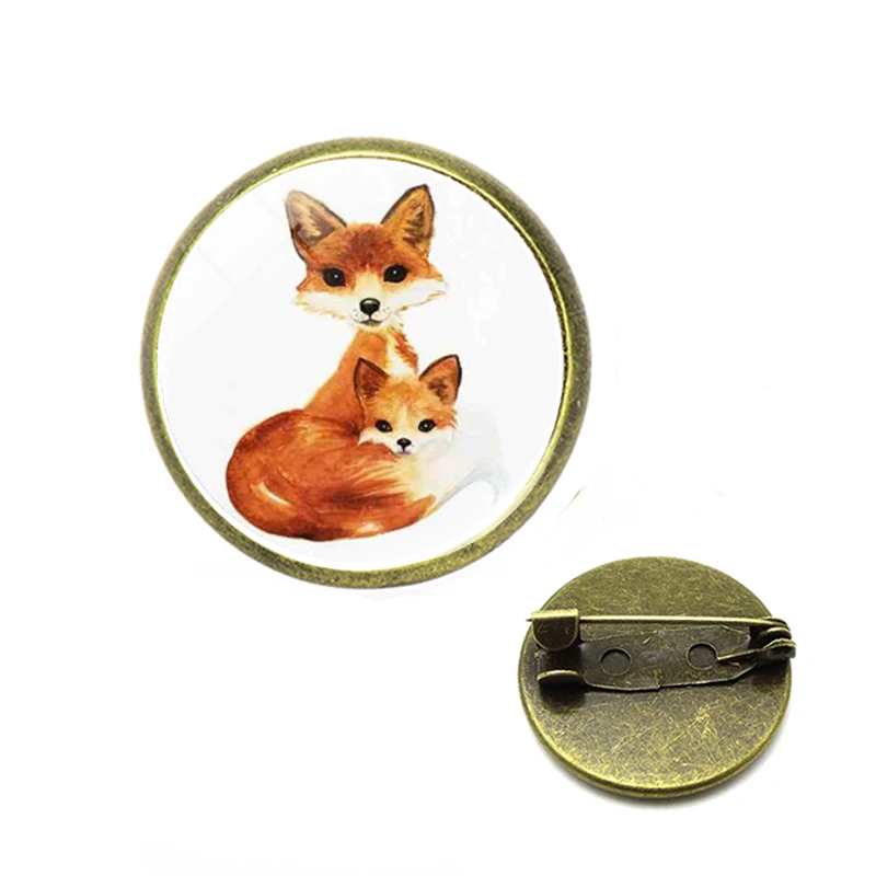 Классический стиль Винтажная брошь Лисичка булавки Ювелирное стекло лесное