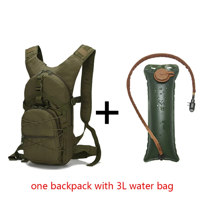 green with water bag Армейский тактический рюкзак для воды, военный рюкзак для воды для мужчин, туристический велосипед рюкзак для мочевого пузыря, без сумки для воды - Цвет: green with water bag