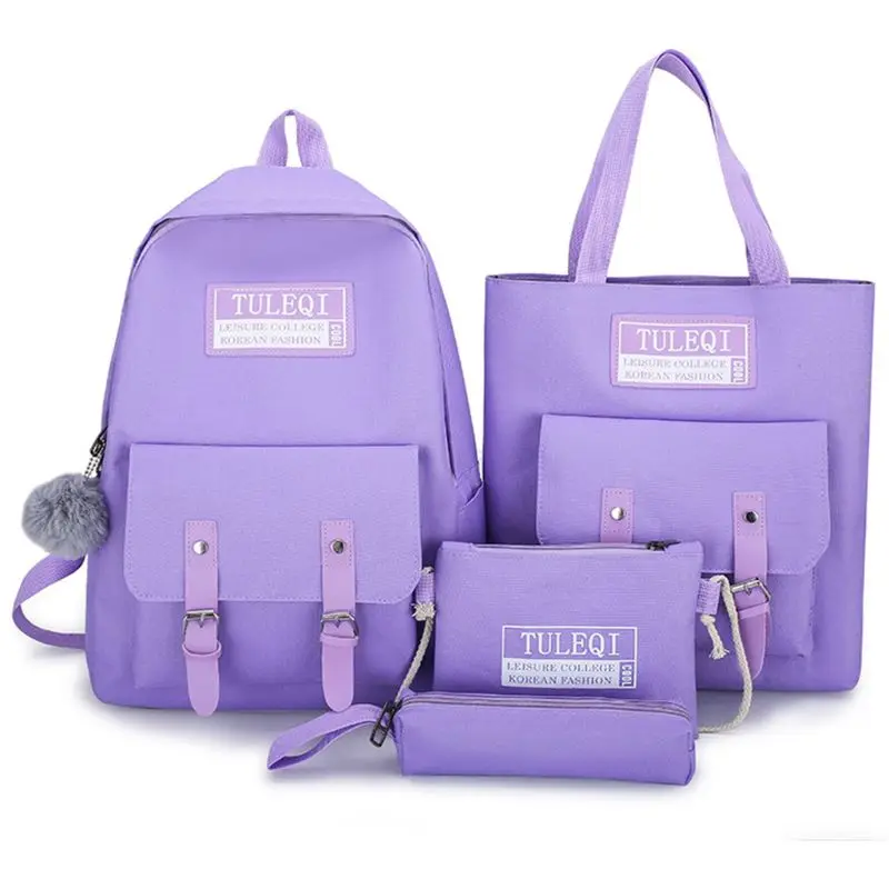 

4 pea conjunto mochilas casuais bonito sacos de escola para adolescente menina feminina mochila moda nilon sacos de ombro para