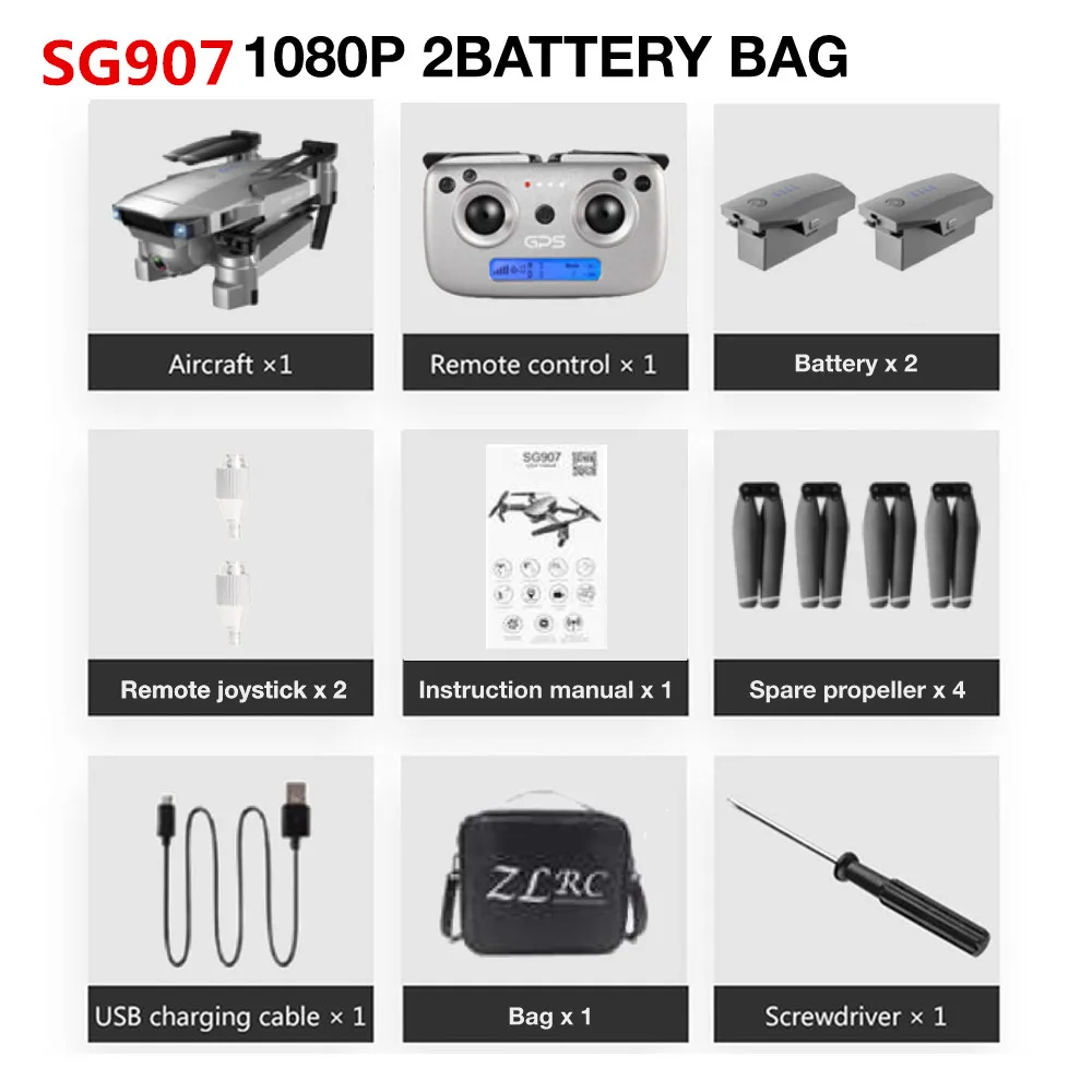 SG907 1080P GPS 2B SG907/SG901 Дрон gps 4K HD x50 зум Камера 5G wifi FPV Профессиональный Квадрокоптер RC вертолет складной селфи дроны Рождество - Цвет: SG907 1080P GPS 2B
