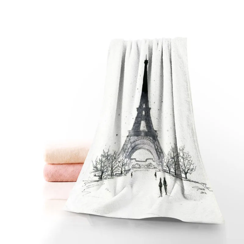 

Hot Custom Paris-Eiffel Towel Printed Cotton Face/Bath Towels Microfiber Fabric For Kids Men Women Shower Towels