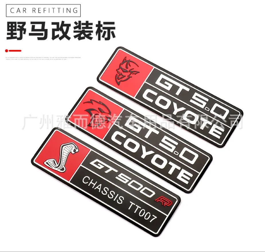 

High Quality 3D Metal GT5.0 Coyote GT500 Emblem decal car stickers car styling for DODGE Jeep Ford Mustang Car Accessories