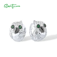 santuzza silver earrings for women 925 sterling silver sparkling green spinel white cz parrot earrings trendy fine gifts jewelry
