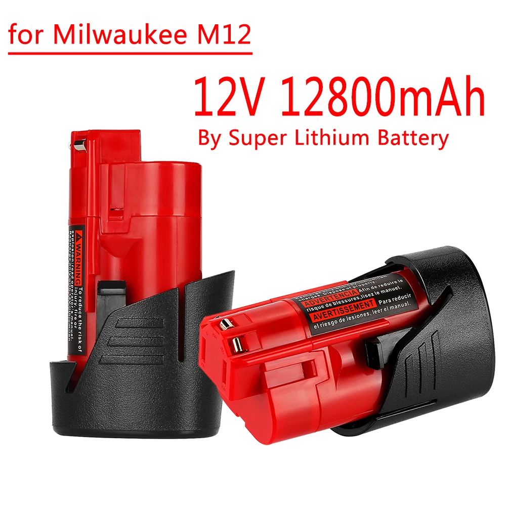 12V Replacement Battery 12.8Ah Compatible with Milwaukee M12 XC 48-11-2410 48-11-2420 48-11-2411 12-Volt Cordless Tools - купить по