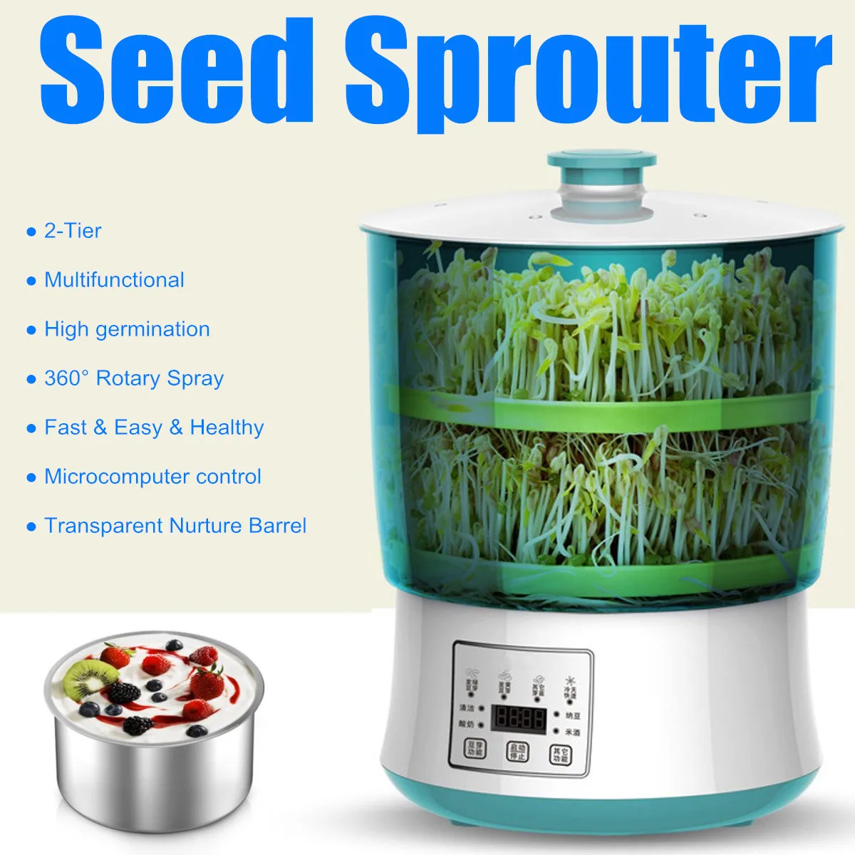 

Home Intelligent Bean Sprouts Machine Set Home Barrel Soybean Sprouts Green Bean Sprouts Self Made Small Nursery Two Floors 20W
