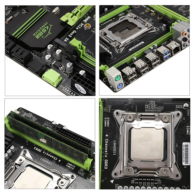 HOT-X79 LGA2011 материнская плата комбинированный комплект с E5-2660 C2 cpu 4X4GB 16GB DDR3 ram 4-Ch 1333Mhz PCI-E NVME M.2 SSD слот