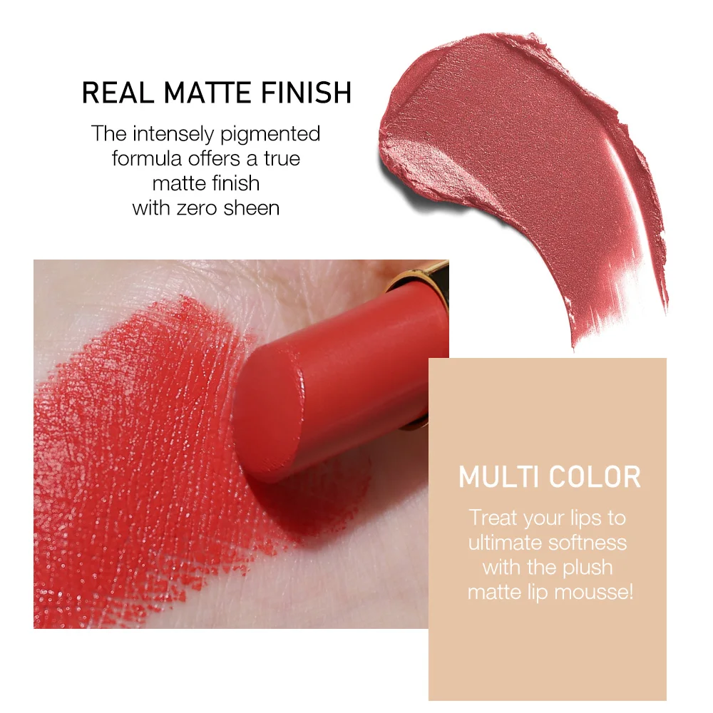 

O.TWO.O Matte Lipstick Not Dry Waterproof Lip Balm Non Sticky 12 Colors Sexy Nude Pink Red Lip Tint Moist Lips Makeup Cosmetics