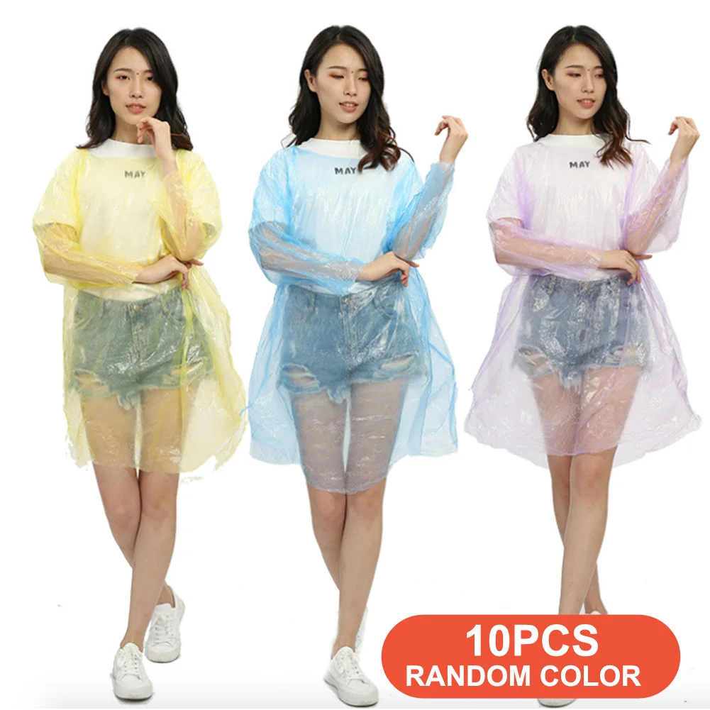 10 шт. одноразовый дождевик для взрослых аварийный водонепроницаемый пончо