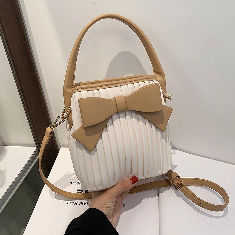 Женская сумка ведро из ПУ кожи с бантом|Сумки ручками| |