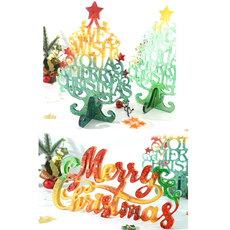 

Merry Christmas Ornaments Silicone Crystal Epoxy Resin Mold Casting Mould Handmade DIY Crafts Decoration Making Tools