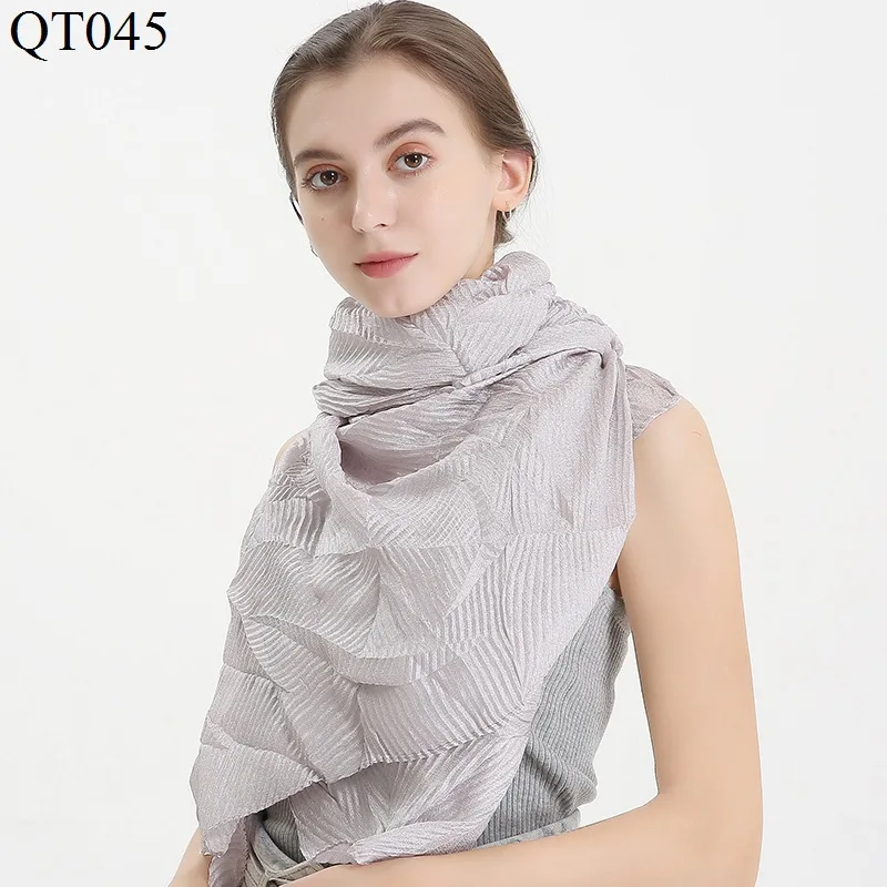 Однотонный Серебряный сдвоенный шарф Женская шаль женские шарфы для женщин на