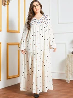 eid abaya dubai 2021 caftan dress dot printing pleated muslim fashion maxi dresses plus size islam clothing morocco kaftan robe