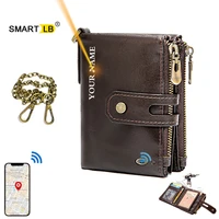smart wallet gps record bluetooth compatible tracker genuine leather men wallets coin zipper wallet card holder free engraving