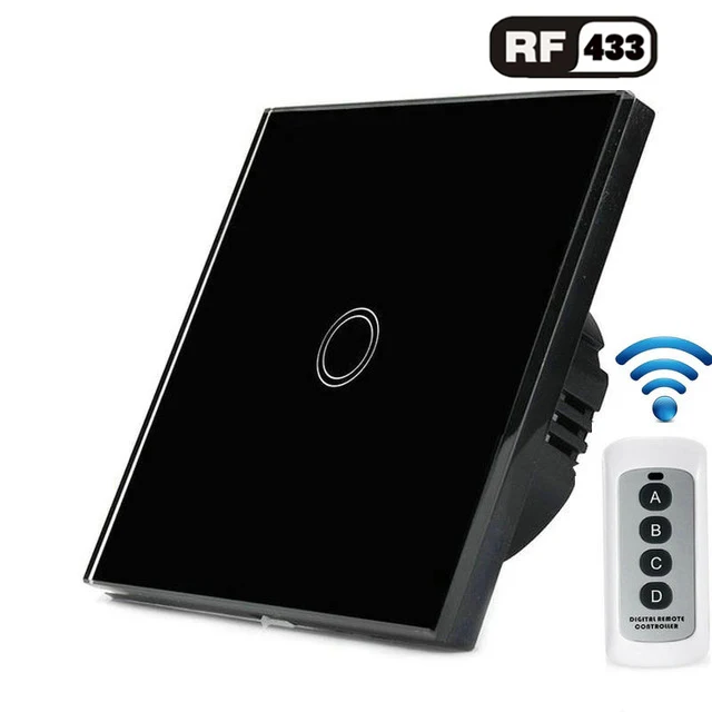Black 1 open ЕС/Великобритания Стандартный 1/2/3 RF433 дистанционного Управление настенный выключатель, Беспроводной умный светильник переключатели, Стекло Панель сенсорный выключатель AC 110 V-220 V - Цвет: Black 1 open