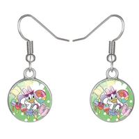 disney cute and funny donald duck hook earrings photo round earrings glass dome jewelry handmade jewelry