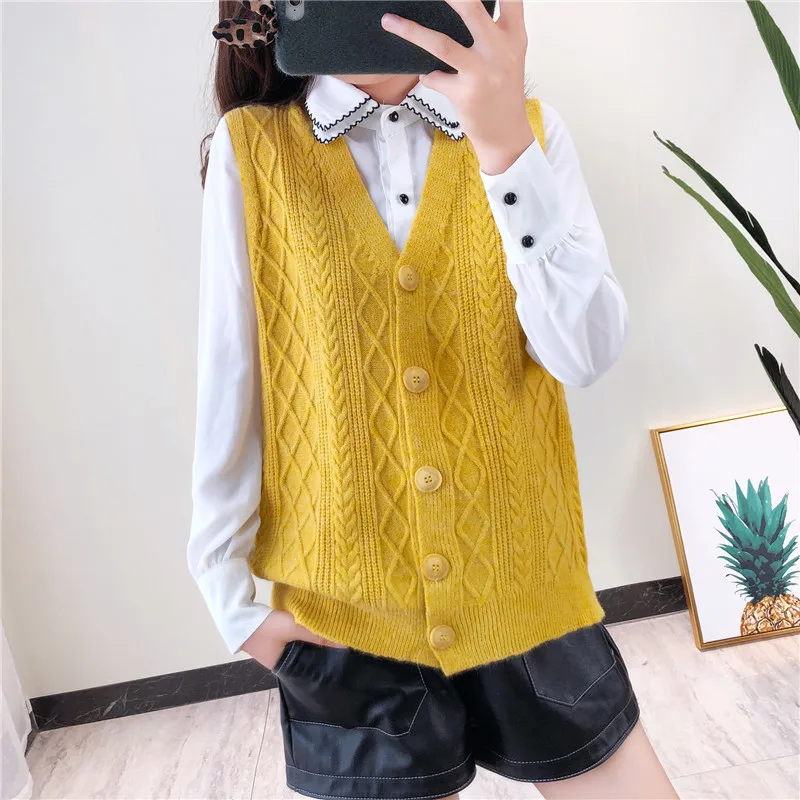 Женский жилет с v образным вырезом осень 2019 свитер Повседневный свободный без