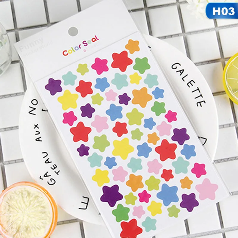 

For 6Pcs/set Stationery Round Dots Blocking Decoration Sticker Love Heart Album Sticker Little Paper Kawaii Diary Decorative