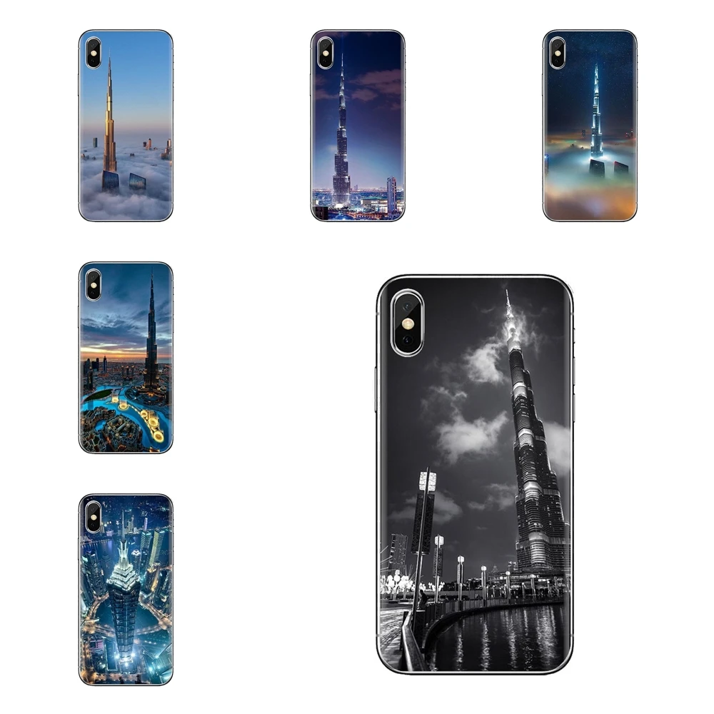 For Samsung Galaxy S3 S4 S5 Mini S6 S7 Edge S8 S9 S10 Plus Note 3 4 5 8 9 Burj Khalifa Tower building Dubai Transparent TPU Case |
