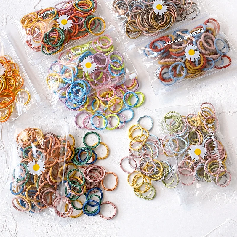 

50/100 Pcs/Box New Children Cute Colors Soft Elastic Hair Bands Baby Girls Lovely Scrunchies Rubber Bands Kids Hair Accessories